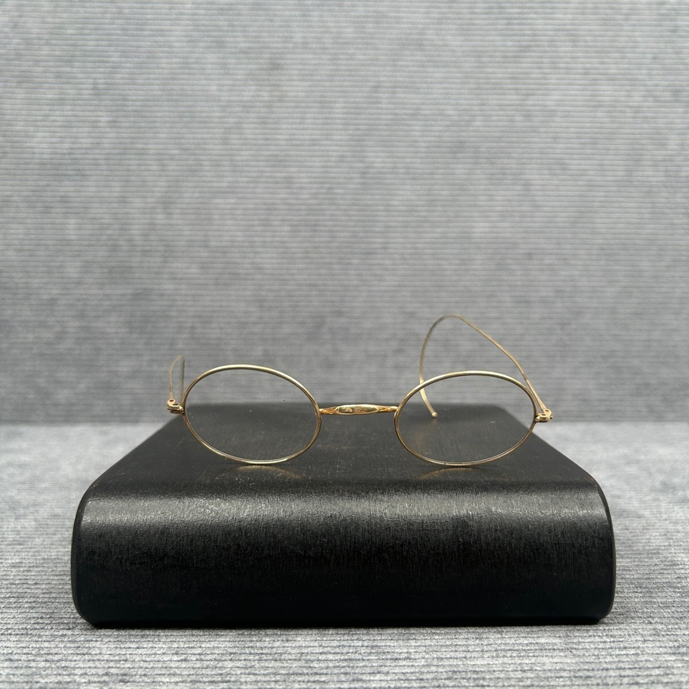 Antique Gold Wire Rim Oval Eyeglasses Vintage Cable Temple Spectacles